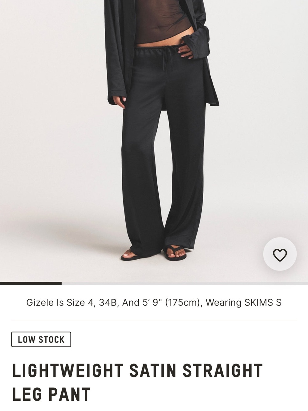 SKIMS Satin Straight-Leg Pants in Black